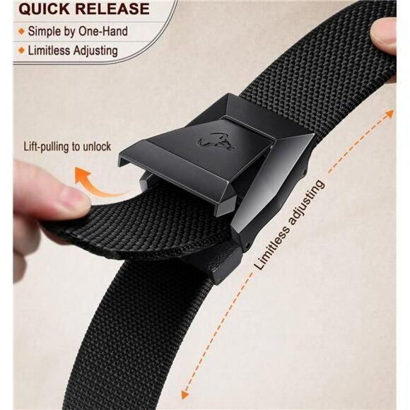 Mens Nylon Tactical Belt 2 Pack Quick Release Stretch Belt for Work or Hiking - Picture 4 of 7